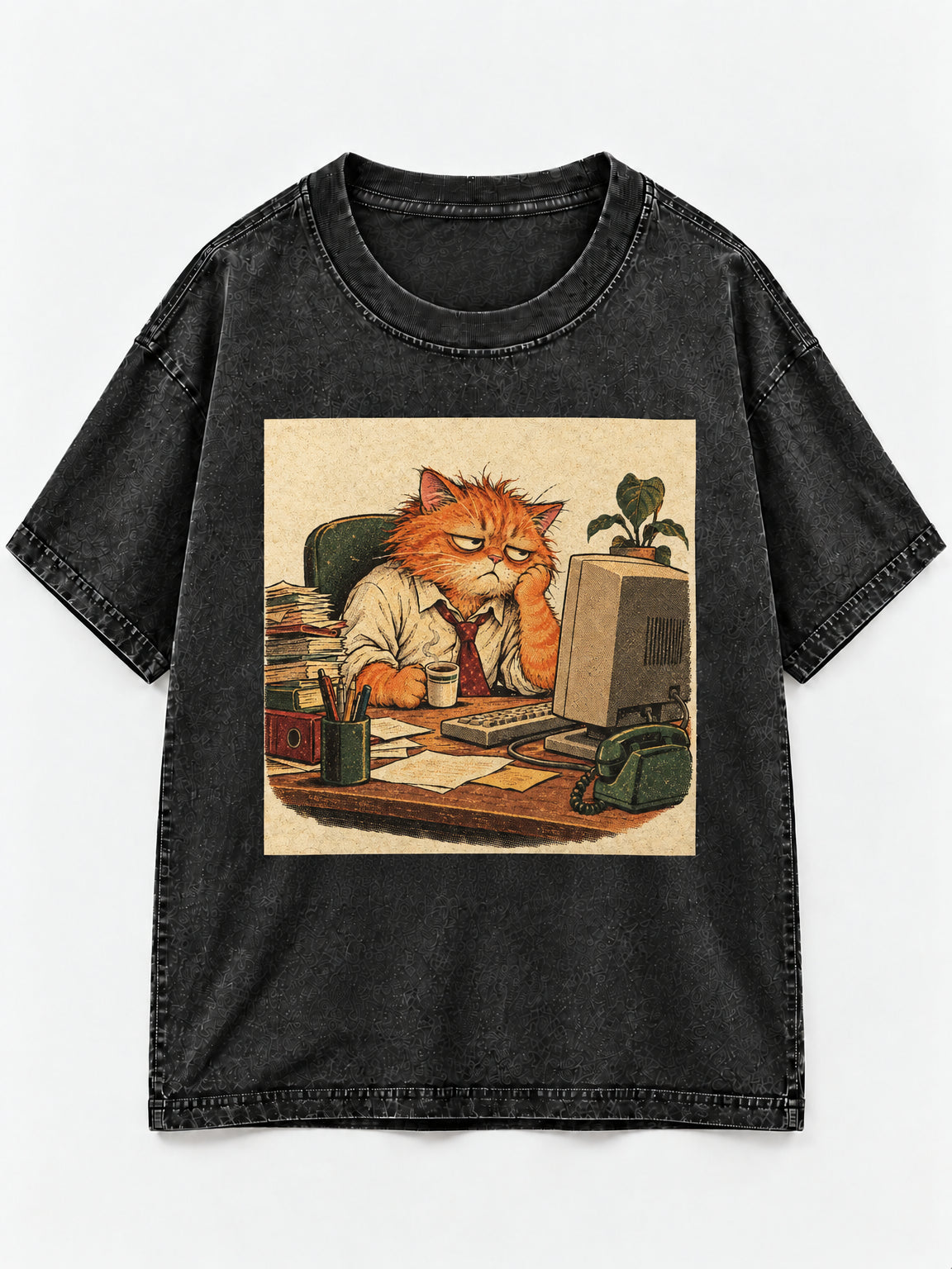 Grumpy Office Cat Desk T-Shirt Sweatshirt Hoodie