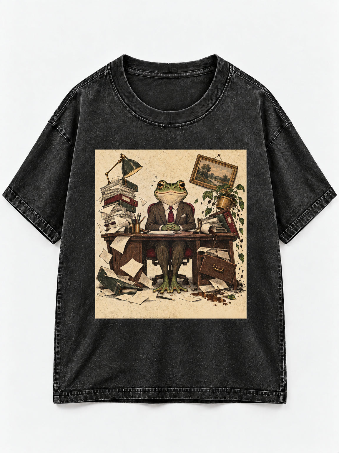 Office Frog At Messy Desk T-Shirt Sweatshirt Hoodie